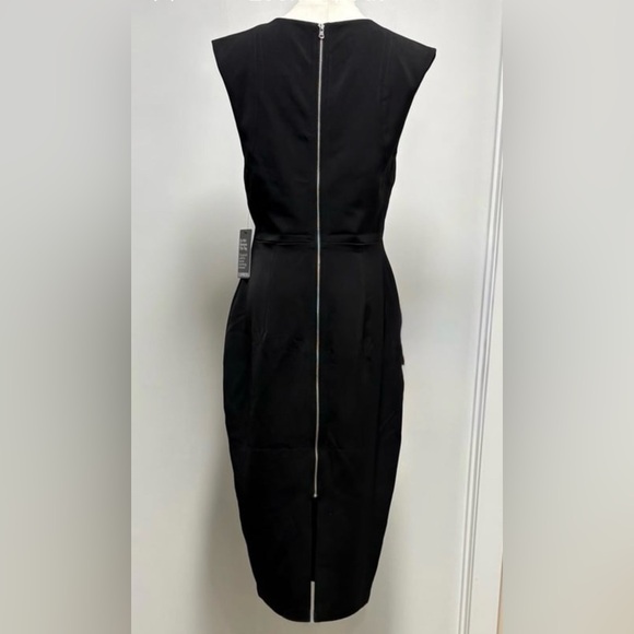 NWT Express Crew Neck Cap Sleeve Back Zipper Midi Sheath Dress Black Size 8 - Picture 5 of 10